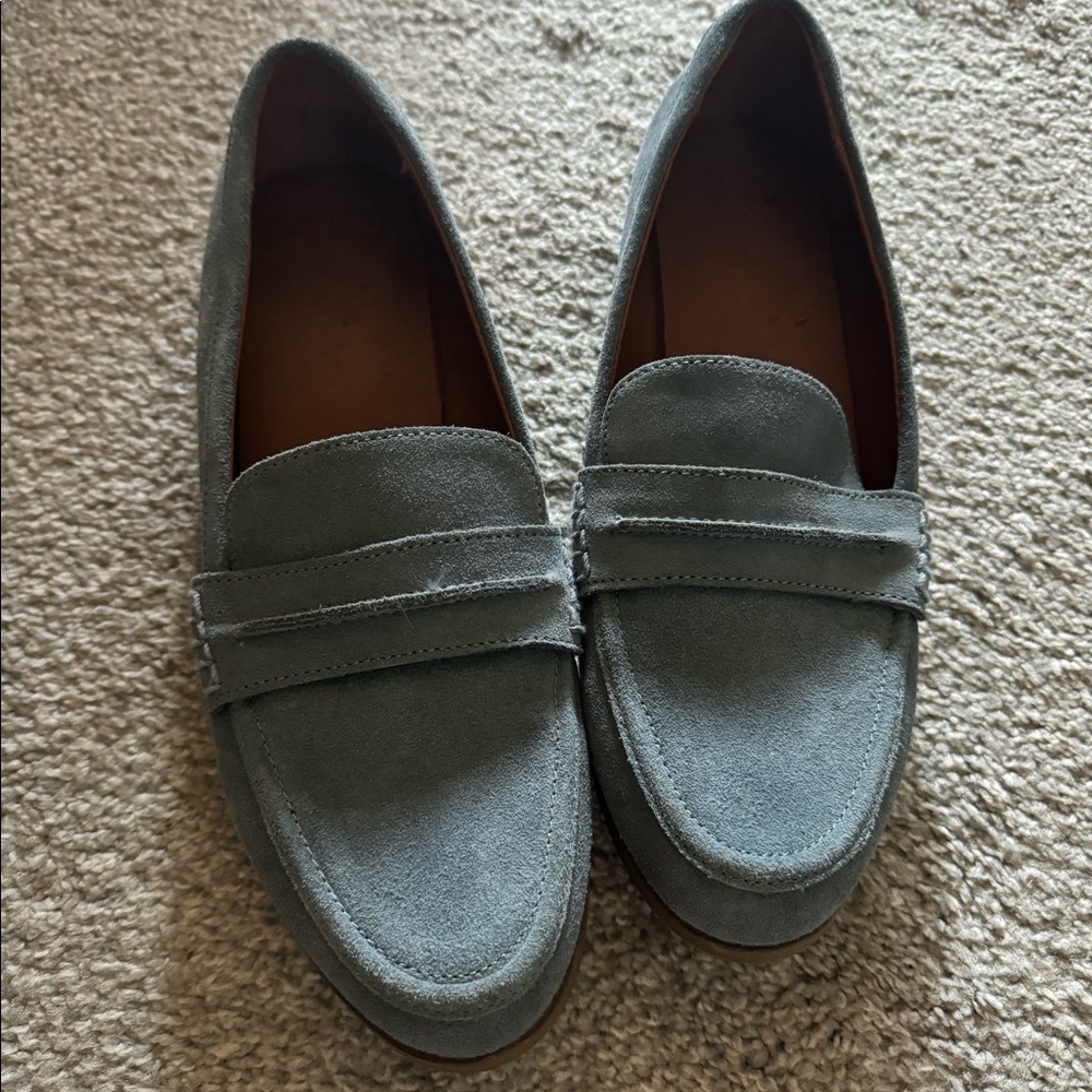 Womens blue suede loafers